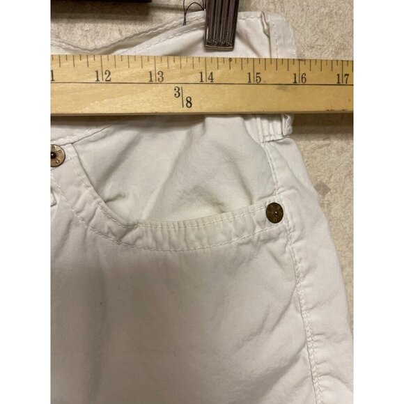True Religion Women's Jayde White Cut-Off Shorts Size 28 Button Fly Flap Pocket - Picture 5 of 12